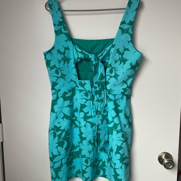 Altar'd State XL Teal Floral Mini Dress NWOT Summer Beach Wedding Guest Stretchy - Picture 4 of 8